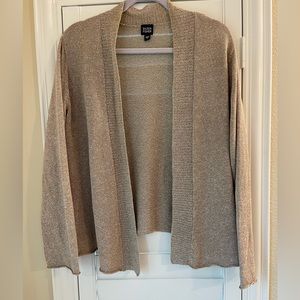 Eileen Fisher open cardigan size L Large beige linen cotton blend